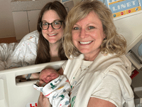 Aubrey (left), her mother Carrie (right) and baby Sabrina (middle)
