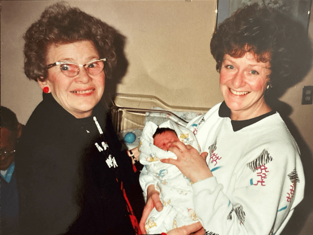 Aubrey’s great-grandmother Daisy (left), her grandmother Judith (right) and Aubrey (middle)